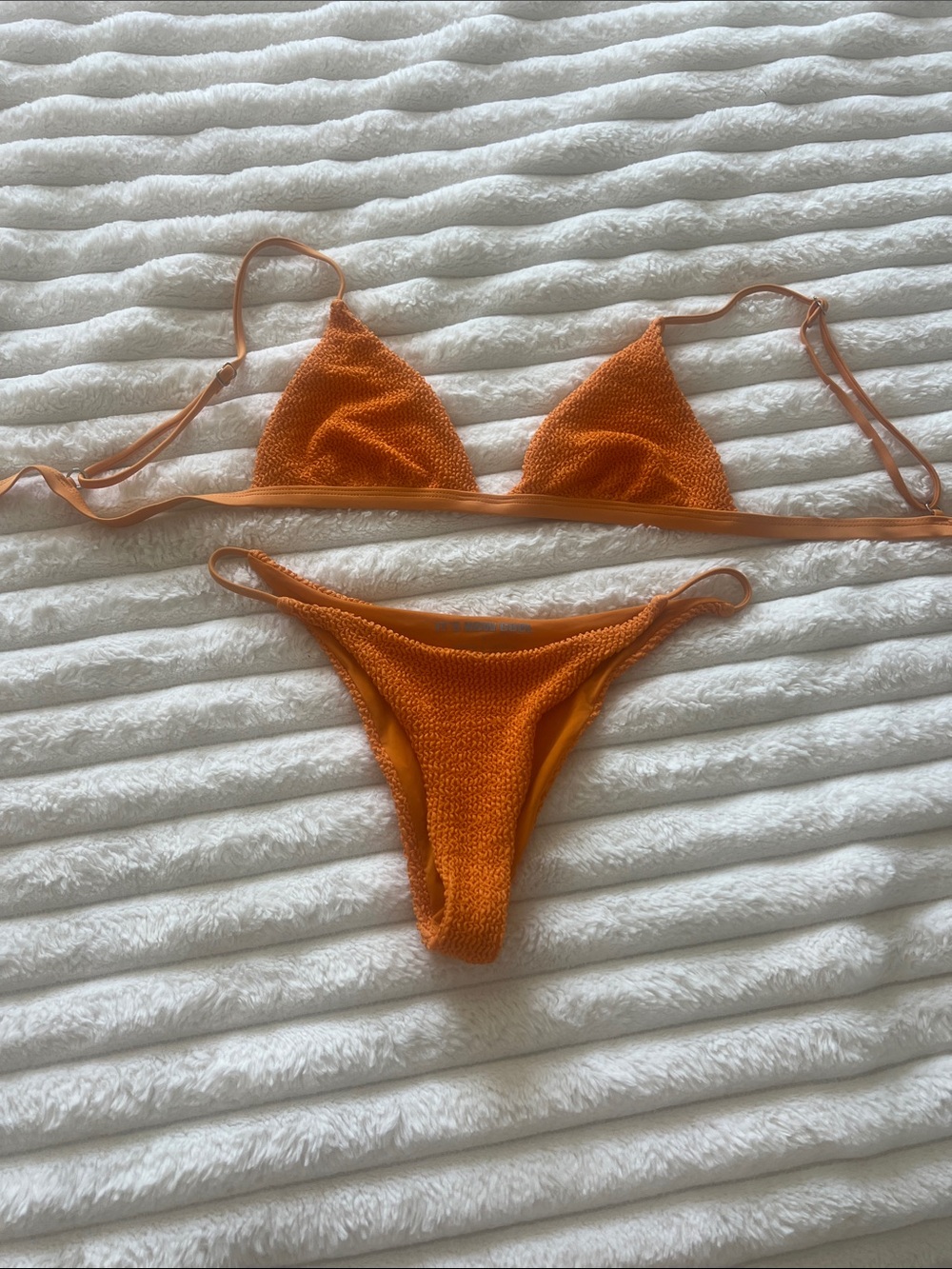 Textured Orange Triangle Bikini Set - Picture 3 of 6